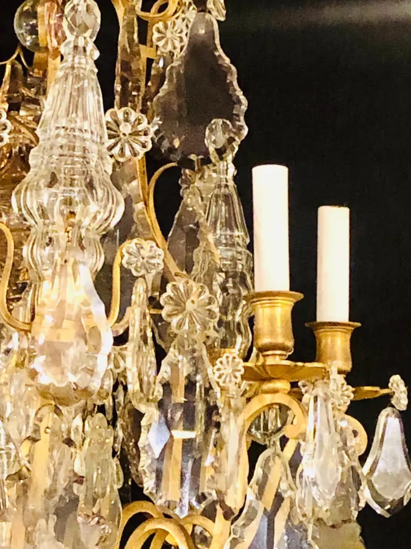 French 1920s Bronze and Crystal Chandelier with Spear Points - 7