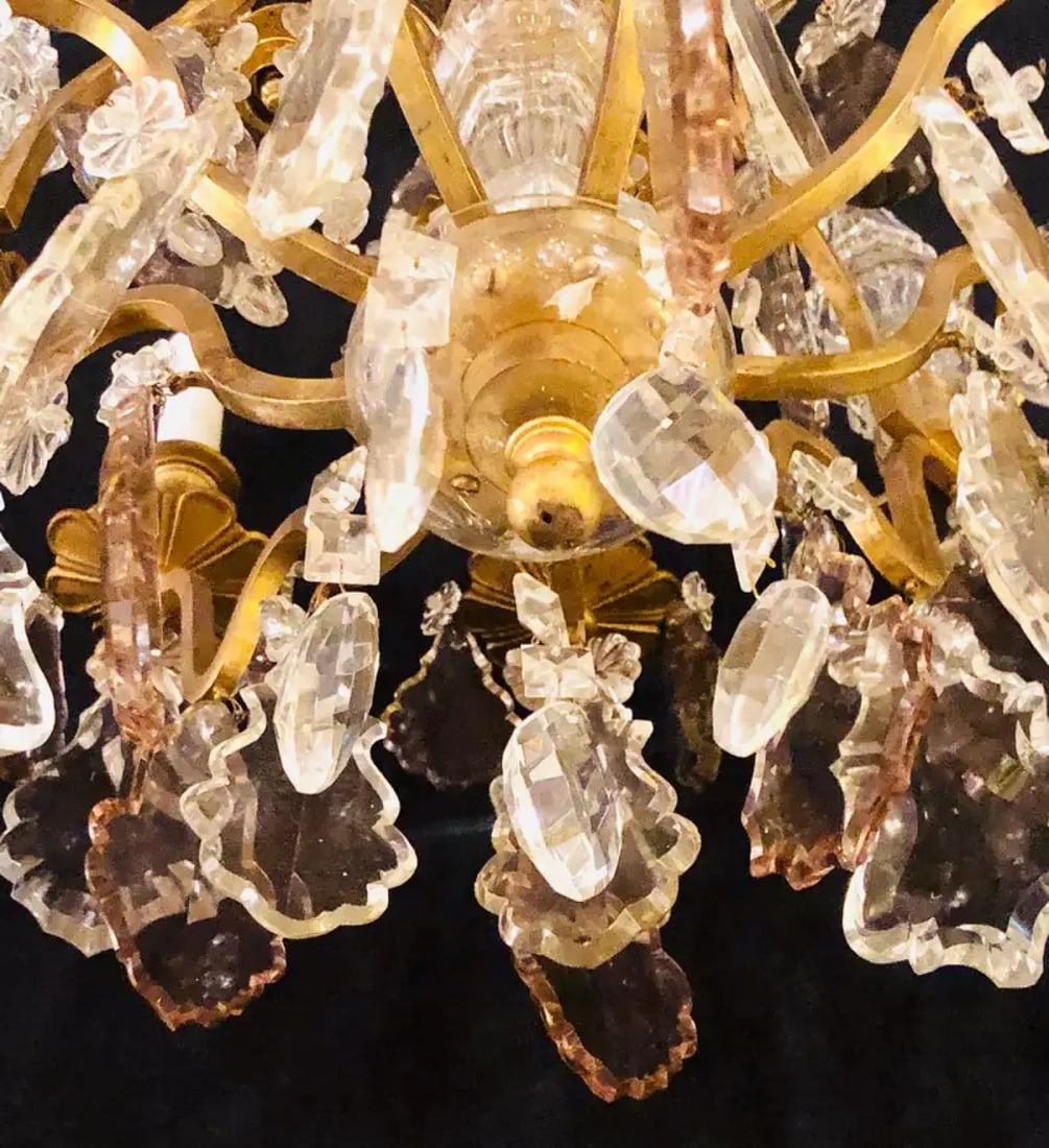 French 1920s Bronze and Crystal Chandelier with Spear Points - 8