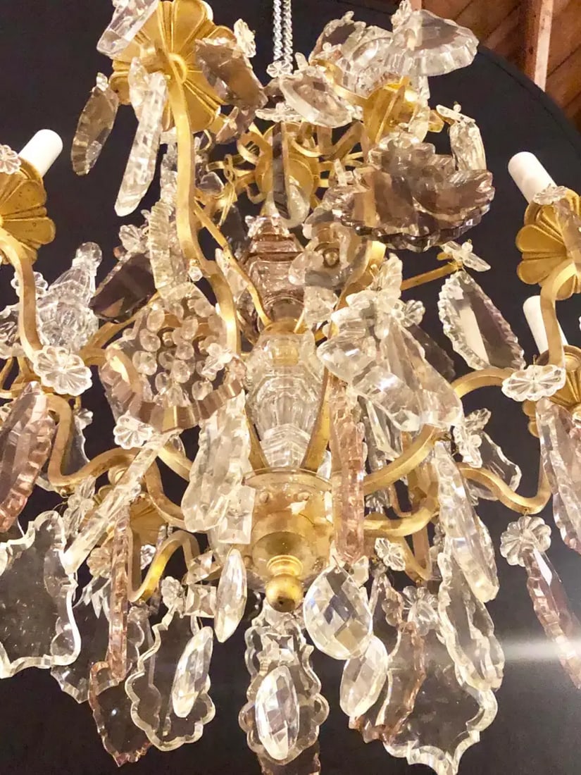 French 1920s Bronze and Crystal Chandelier with Spear Points - 9