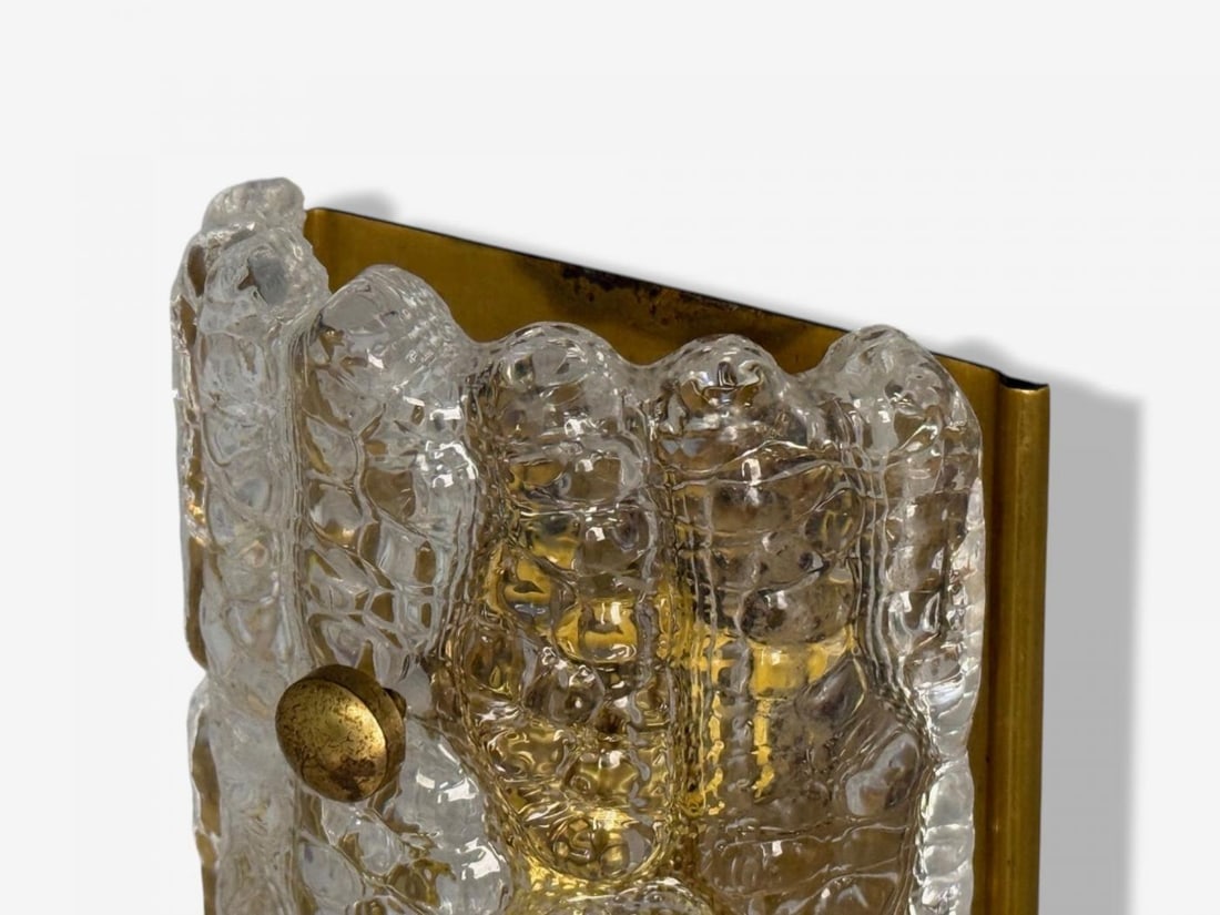Carl Fagerlund, Textured Glass, Brass, Wall Lights, Sweden, 1960s - 8