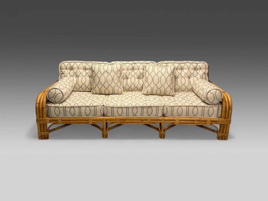 Bielecky Brothers, Modern, Large Three Seater Sofa, Rattan, Bamboo, USA, 21st C. - 4