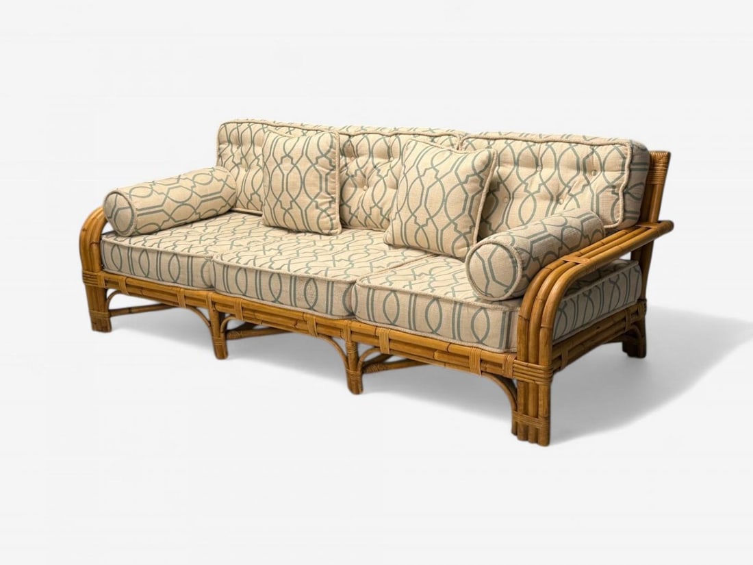 Bielecky Brothers, Modern, Large Three Seater Sofa, Rattan, Bamboo, USA, 21st C. - 5