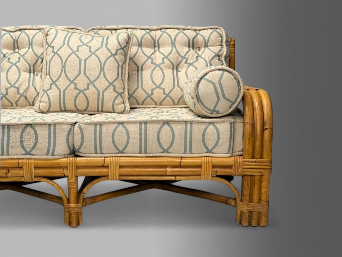 Bielecky Brothers, Modern, Large Three Seater Sofa, Rattan, Bamboo, USA, 21st C. - 6