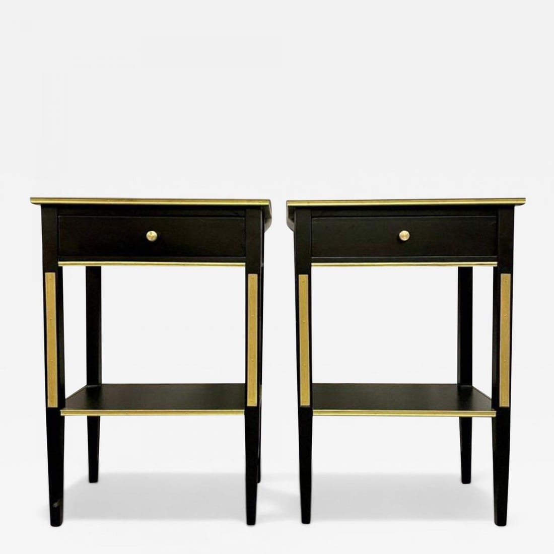 Russian Neoclassical Style, Hollywood Regency, Nightstands, Painted Wood, Bronze - 2