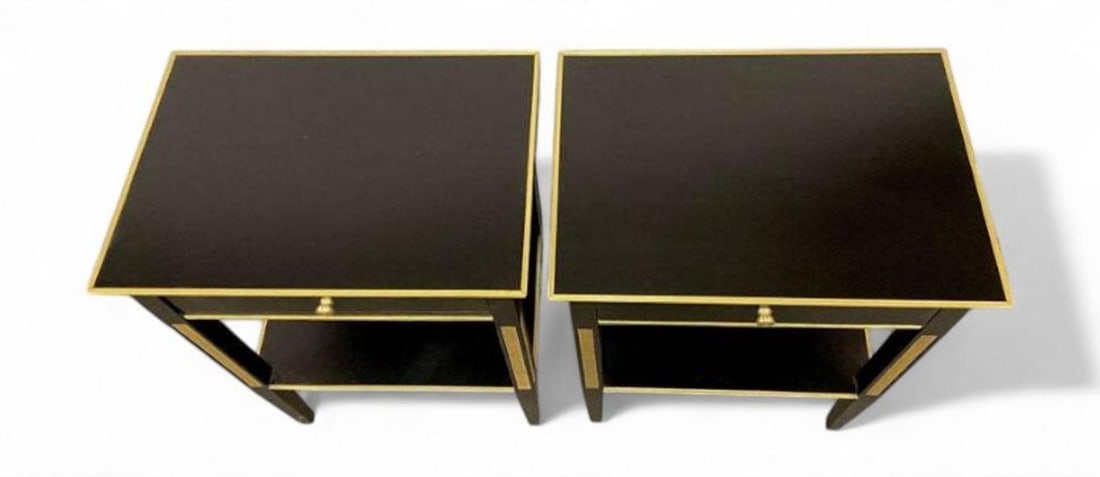 Russian Neoclassical Style, Hollywood Regency, Nightstands, Painted Wood, Bronze - 7