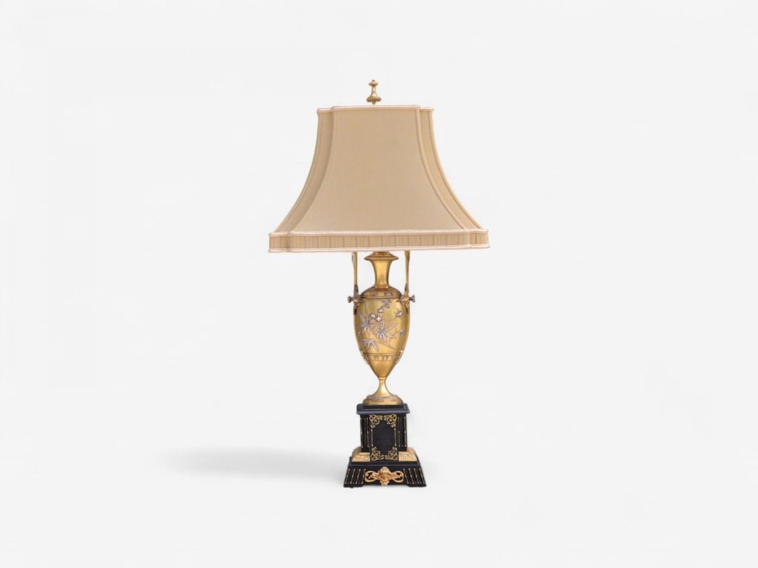 Art Nouveau Style, Bronze, Ebony, Linen, Table Lamps, France, 1920s - 3