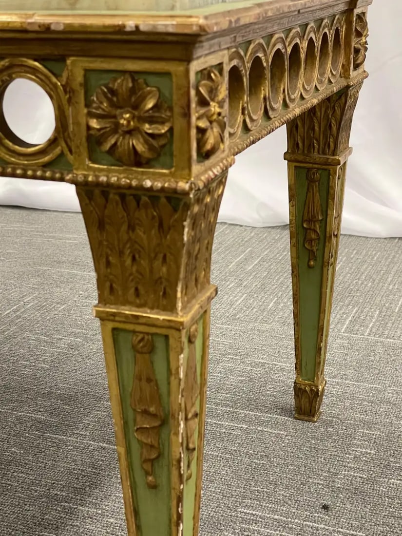 Hollywood Regency Coffee Table by Maison Jansen, Marble Top, Painted - 12