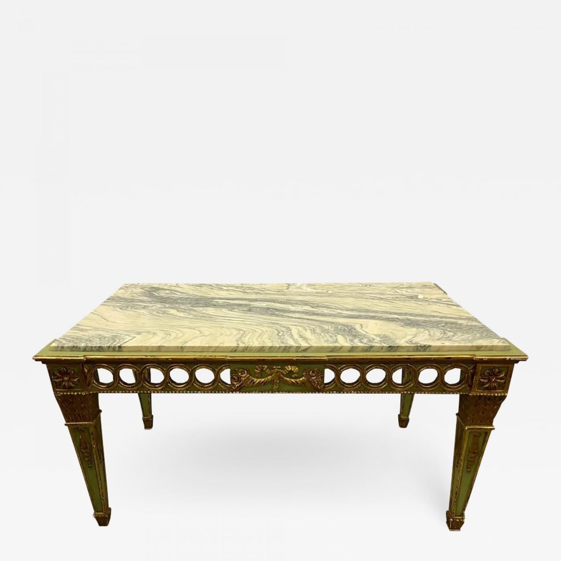 Hollywood Regency Coffee Table by Maison Jansen, Marble Top, Painted (1 of 12)