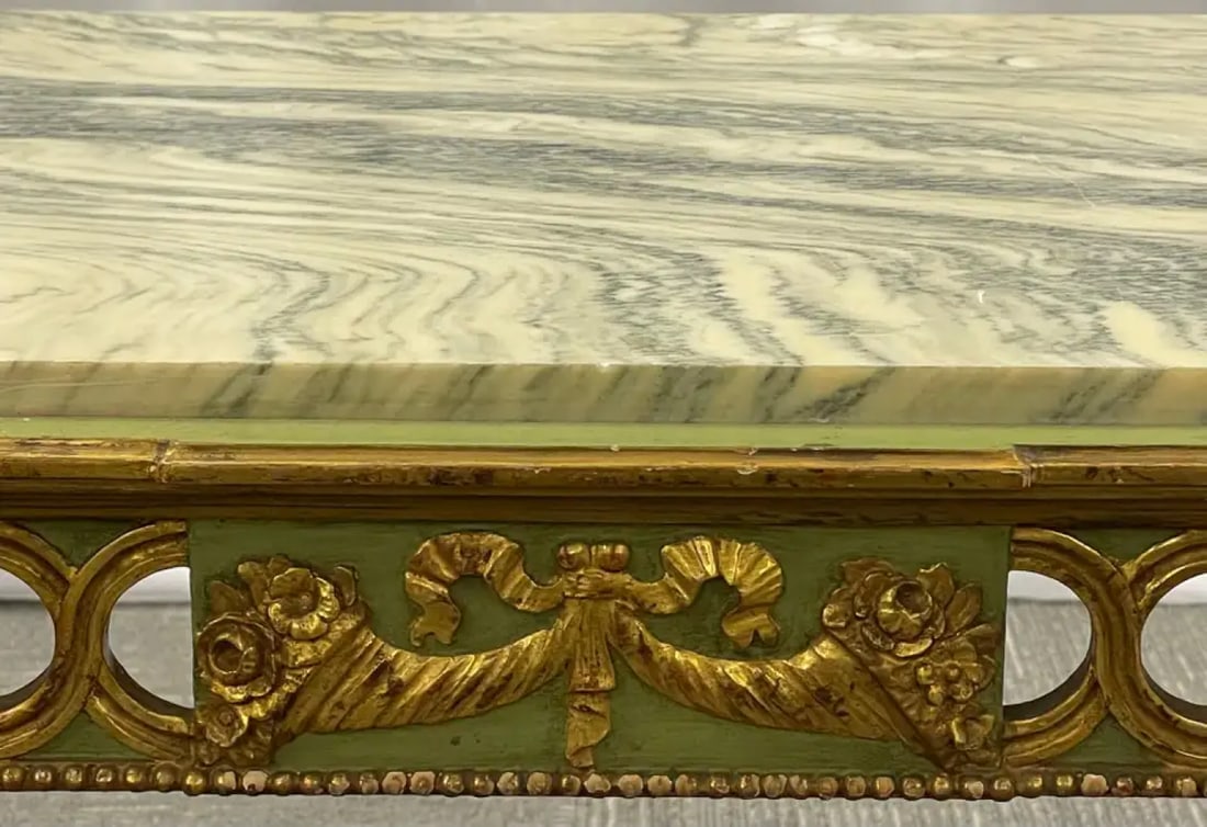 Hollywood Regency Coffee Table by Maison Jansen, Marble Top, Painted - 8