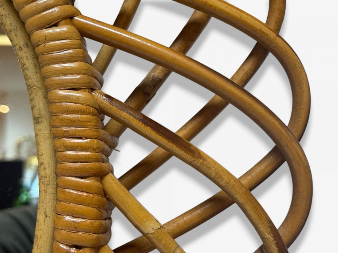 Italian Modern, Rattan, Bamboo, Wall Mirror, Italy, 1960s - 8