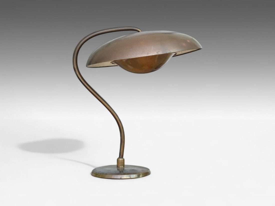 Bauhaus, Mid-Century Modern, Desk Lamp, Gilt Metal, Germany, 1930s - 3