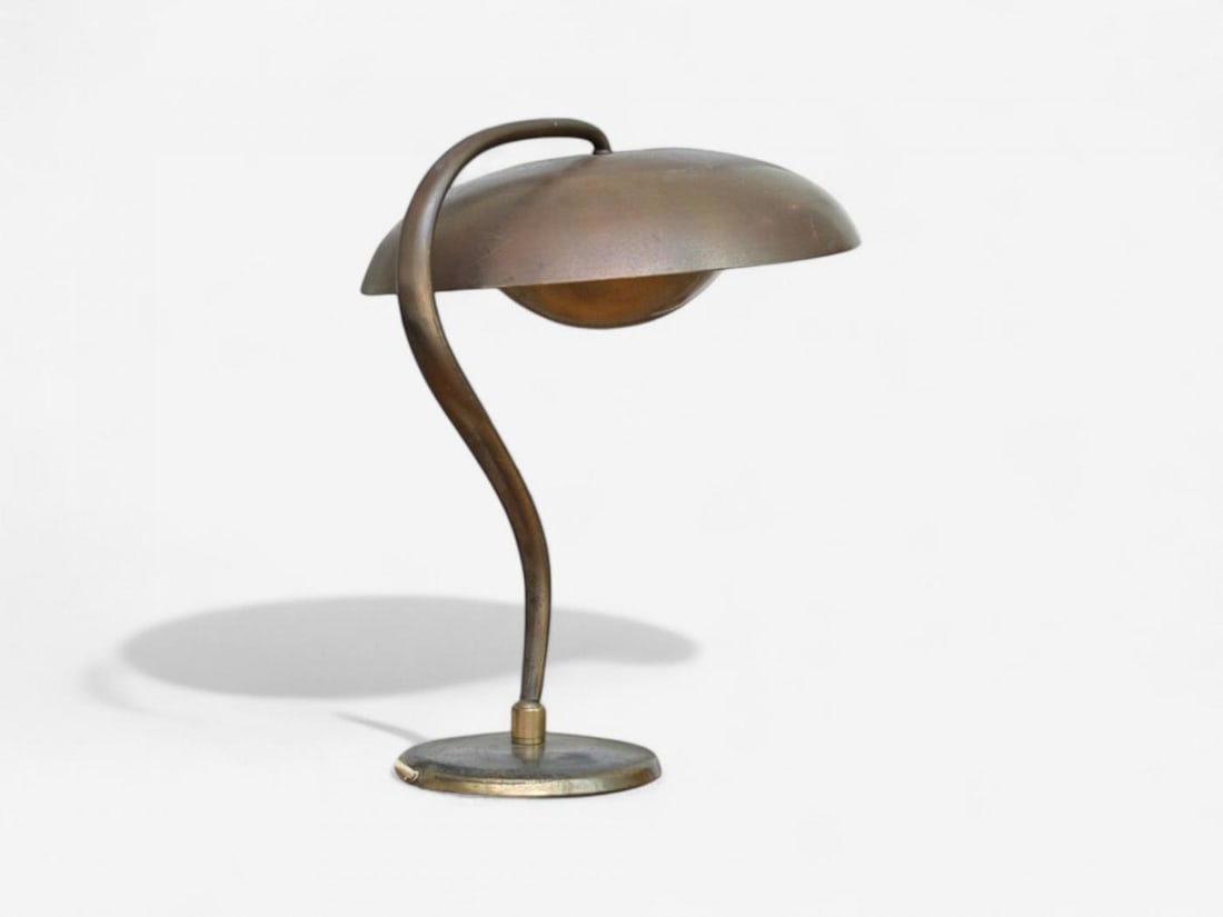 Bauhaus, Mid-Century Modern, Desk Lamp, Gilt Metal, Germany, 1930s - 4