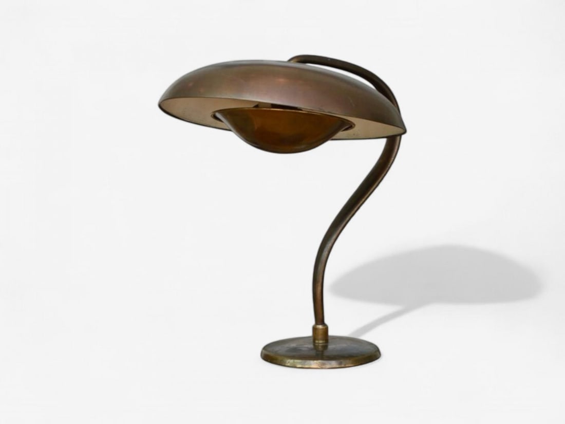 Bauhaus, Mid-Century Modern, Desk Lamp, Gilt Metal, Germany, 1930s - 5