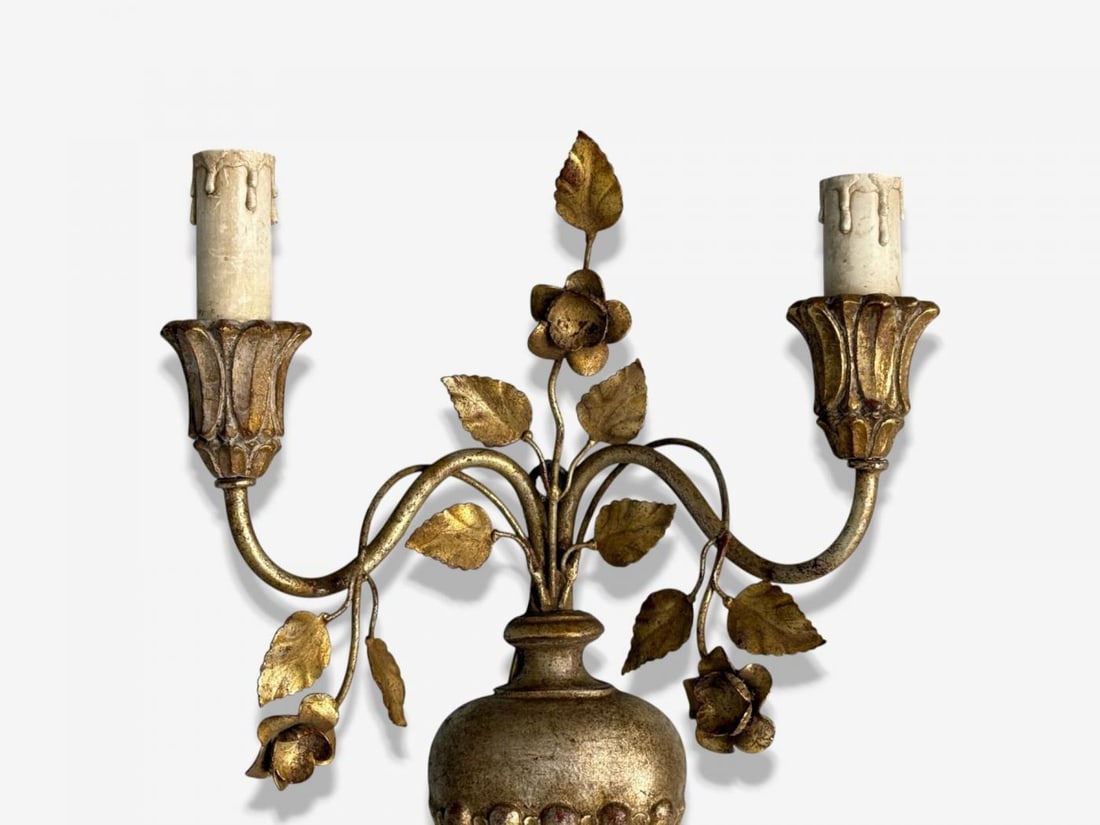 Palladio, Italian Neoclassical, Giltwood, Silver Leaf, Wall Lights, Italy, 1974 - 6