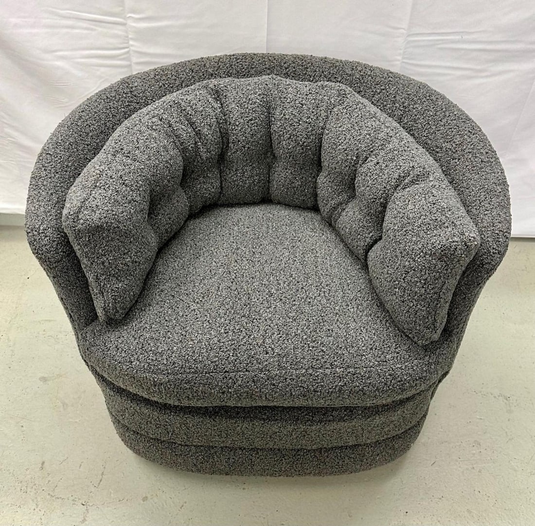 Mid-Century Modern Style Swivel, Rolling Lounge Chairs, Baughman Style, Boucle - 10