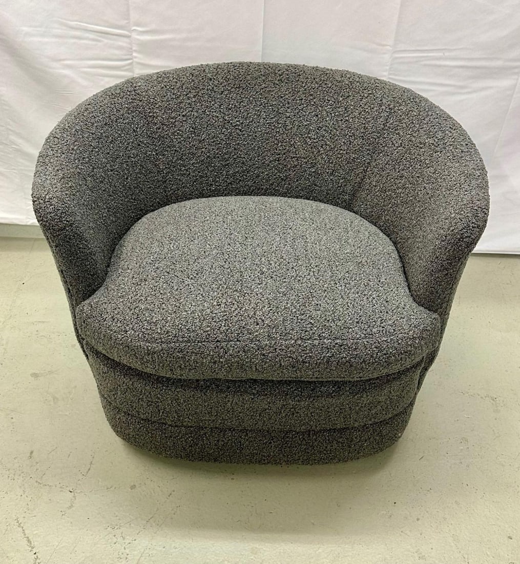 Mid-Century Modern Style Swivel, Rolling Lounge Chairs, Baughman Style, Boucle - 11