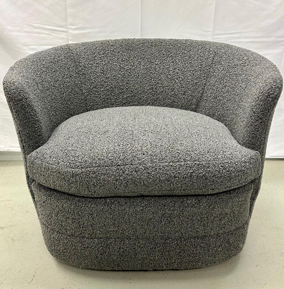 Mid-Century Modern Style Swivel, Rolling Lounge Chairs, Baughman Style, Boucle - 12