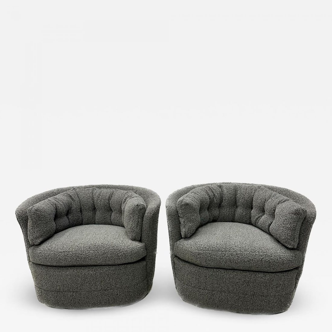 Mid-Century Modern Style Swivel, Rolling Lounge Chairs, Baughman Style, Boucle (1 of 13)