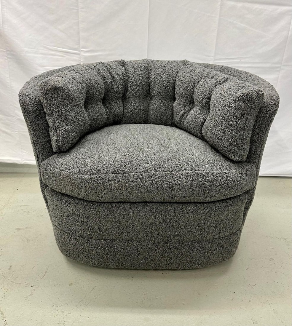 Mid-Century Modern Style Swivel, Rolling Lounge Chairs, Baughman Style, Boucle - 9