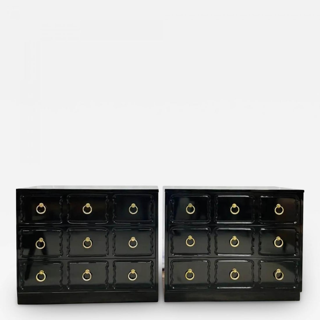 Pair Mid-Century Modern Ebony Commodes/Nightstands/Chests, Dorothy Draper Style (1 of 13)
