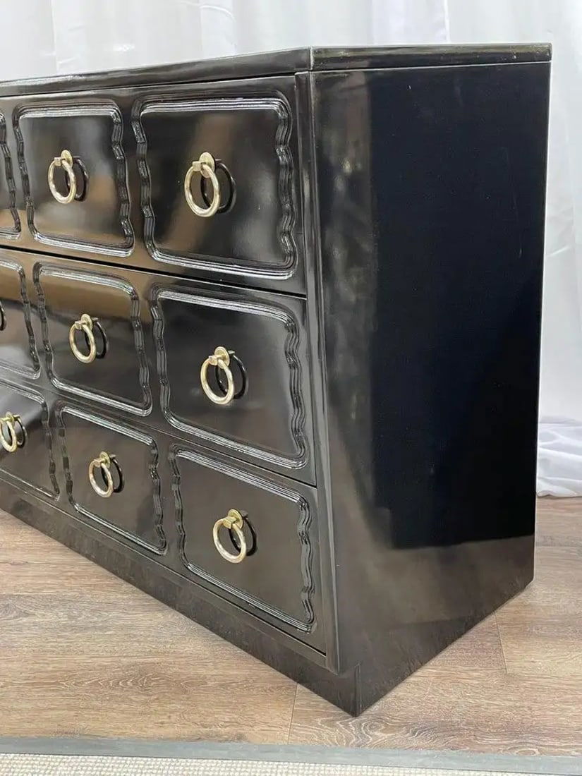 Pair Mid-Century Modern Ebony Commodes/Nightstands/Chests, Dorothy Draper Style - 7