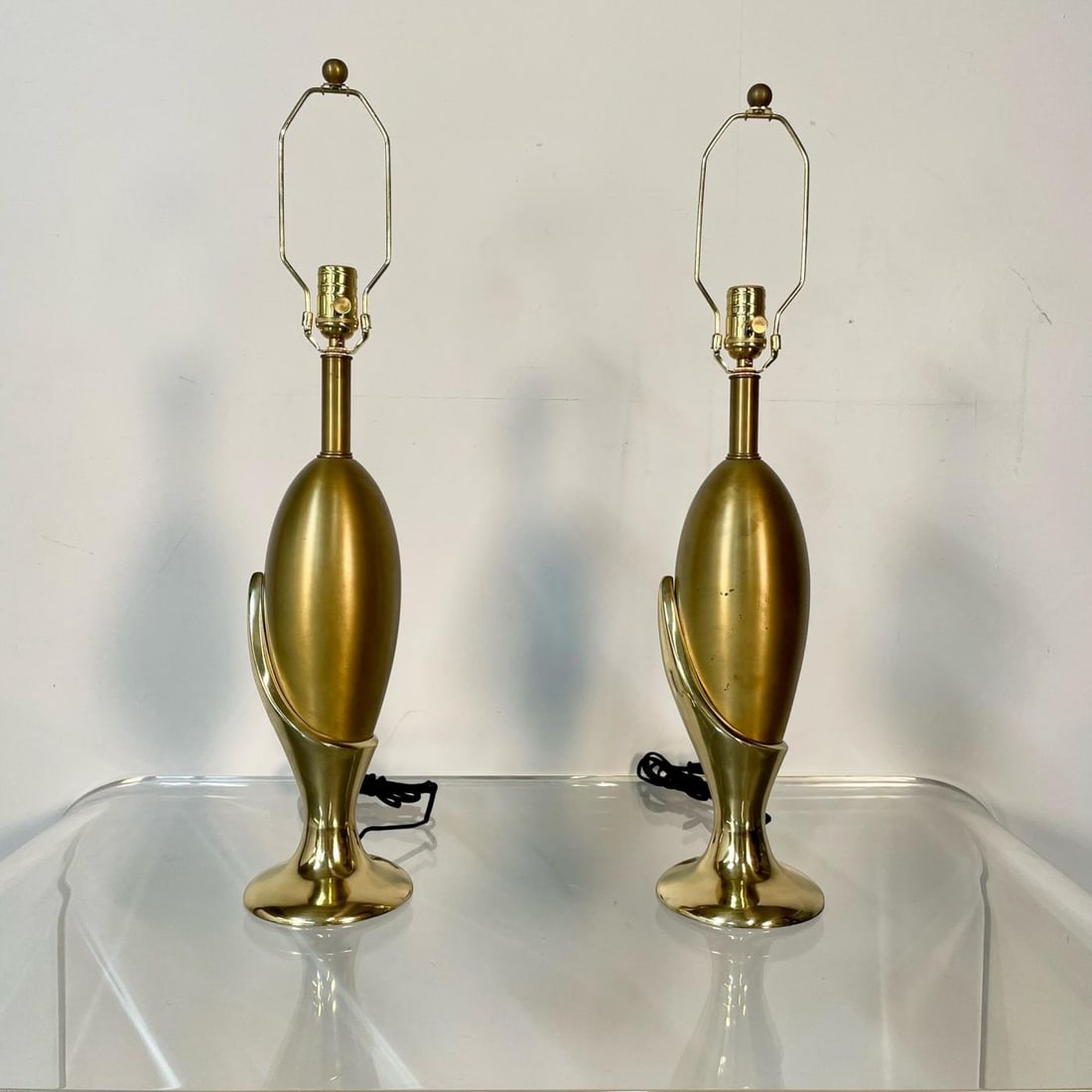 Pair of French Mid-Century Modern Sculptural Bronze Table / Desk Lamps - 12