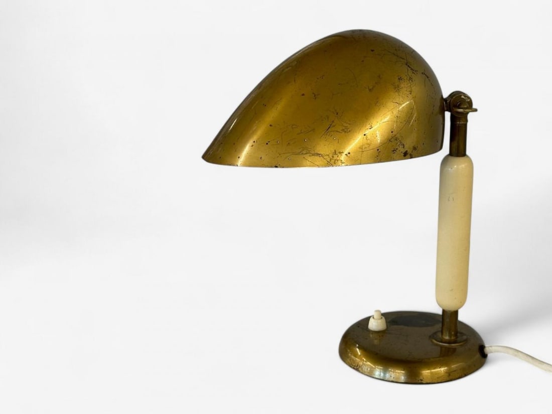 Harald Notini, Swedish Modern, Patinated Brass, Wood, Rare Table Lamp, 1930s - 4