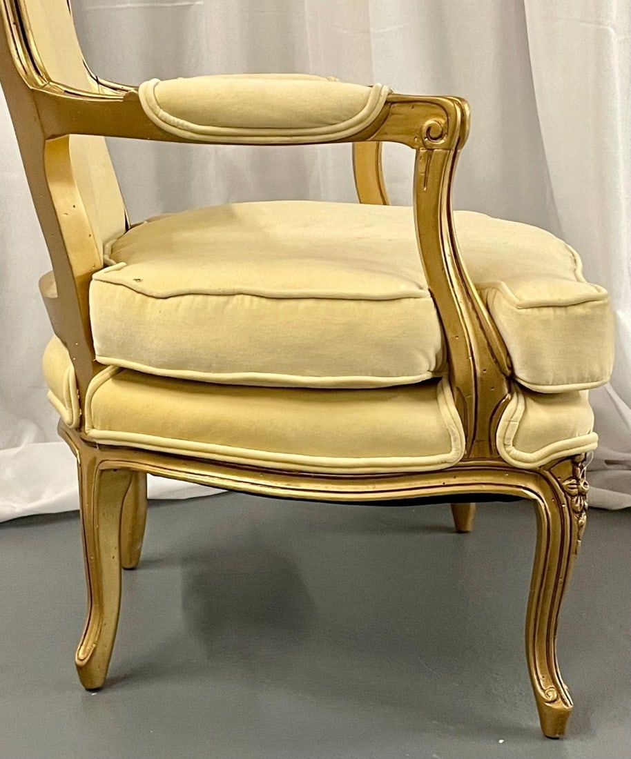 French Louis XVI Jansen Style Bergere, Arm / Accent Chair, Velvet, Giltwood - 10
