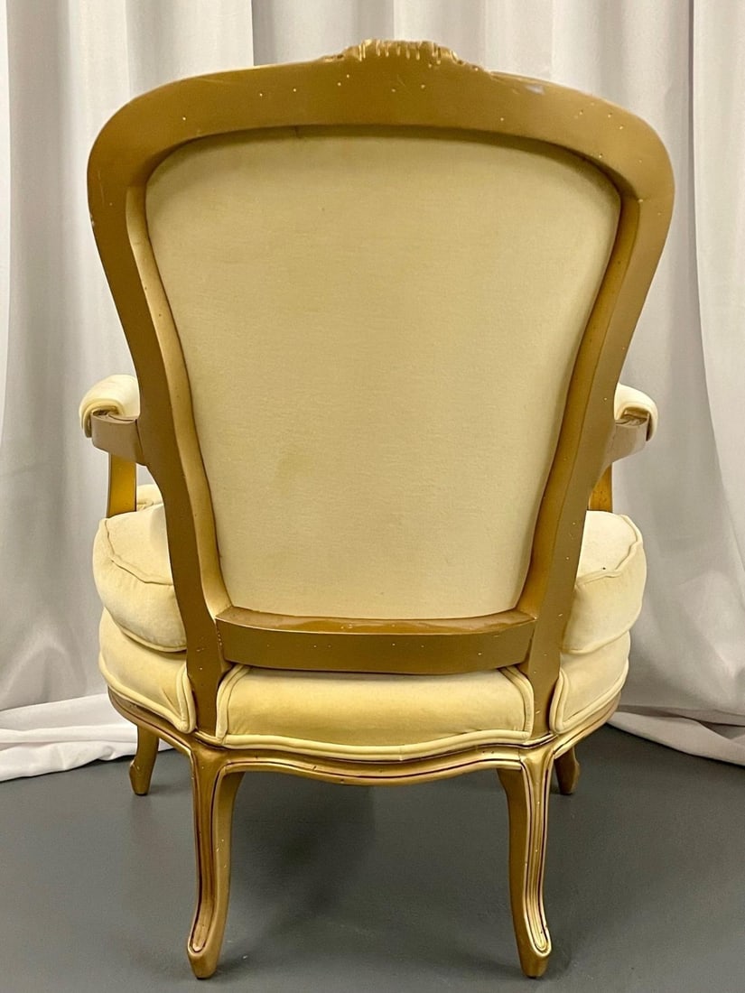 French Louis XVI Jansen Style Bergere, Arm / Accent Chair, Velvet, Giltwood - 11