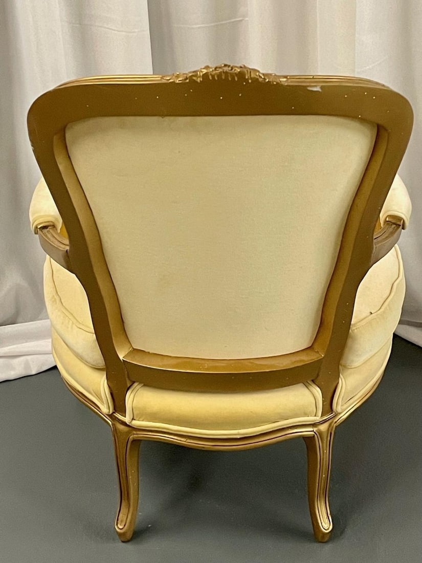 French Louis XVI Jansen Style Bergere, Arm / Accent Chair, Velvet, Giltwood - 12