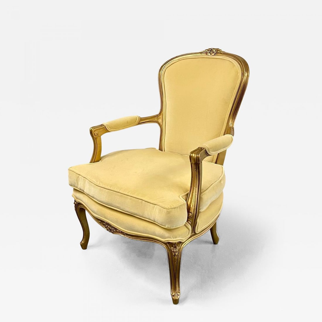 French Louis XVI Jansen Style Bergere, Arm / Accent Chair, Velvet, Giltwood - 2