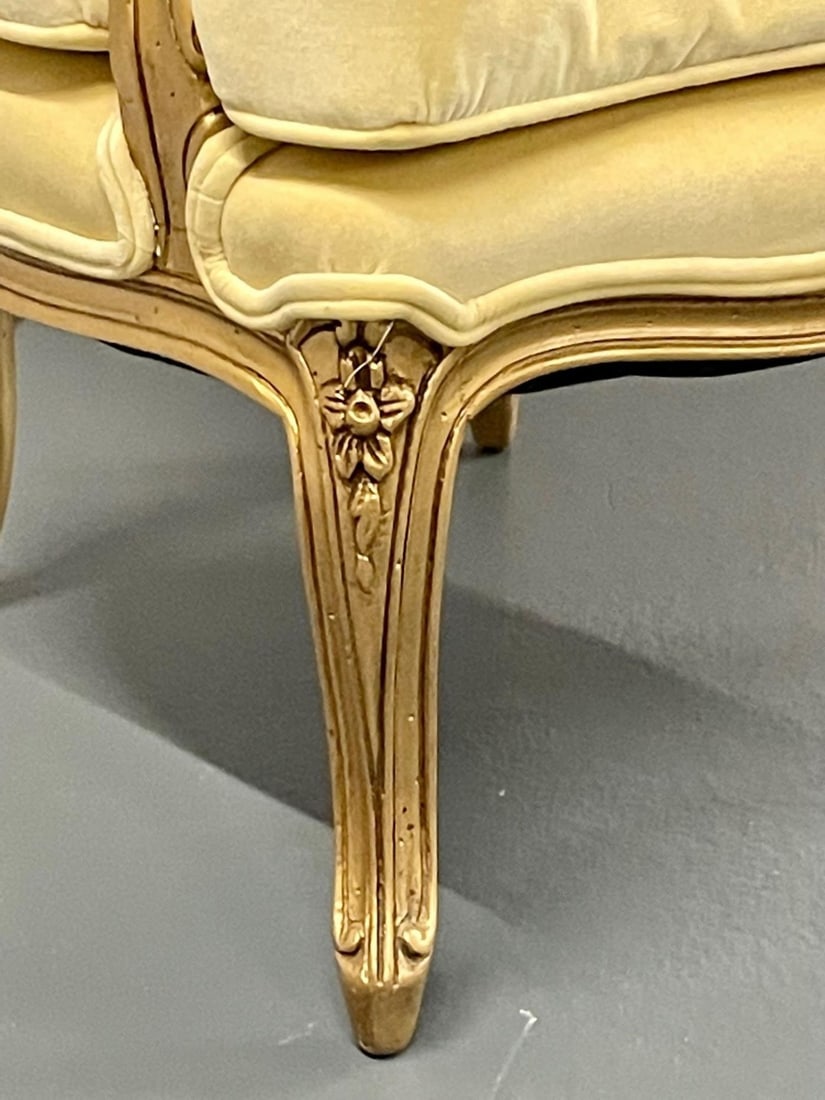 French Louis XVI Jansen Style Bergere, Arm / Accent Chair, Velvet, Giltwood - 7