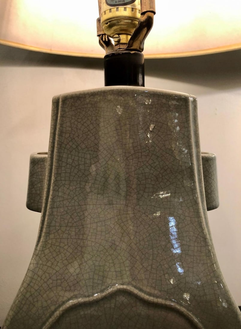 Porcelain Crackle Glaze Table Lamps Chinese Inspired Pair with Custom Shades - 10