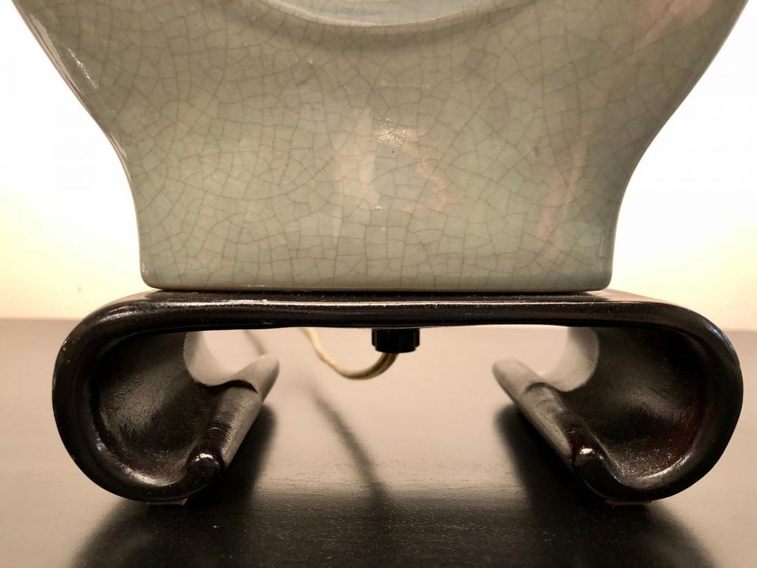 Porcelain Crackle Glaze Table Lamps Chinese Inspired Pair with Custom Shades - 11