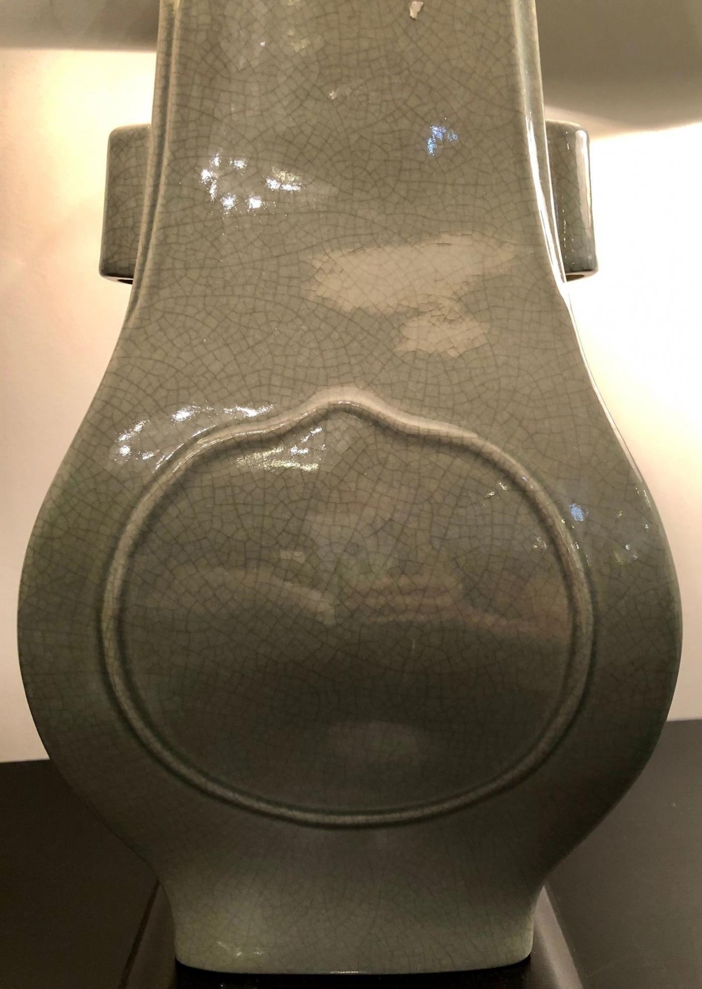 Porcelain Crackle Glaze Table Lamps Chinese Inspired Pair with Custom Shades - 9