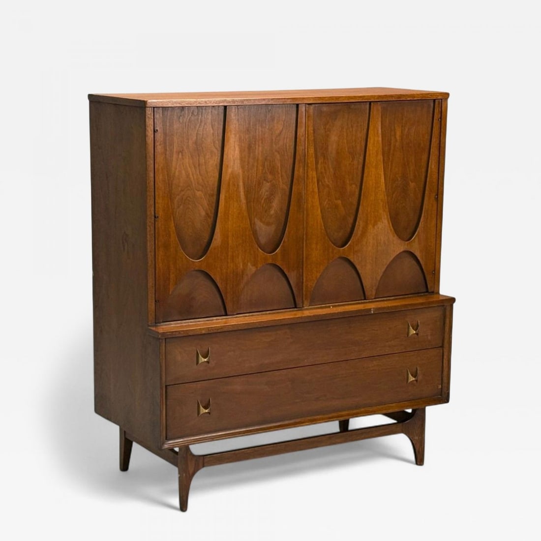 Broyhill Brasilia, Mid-Century Modern, Walnut, Brass, Highboy, USA, 1960s - 2