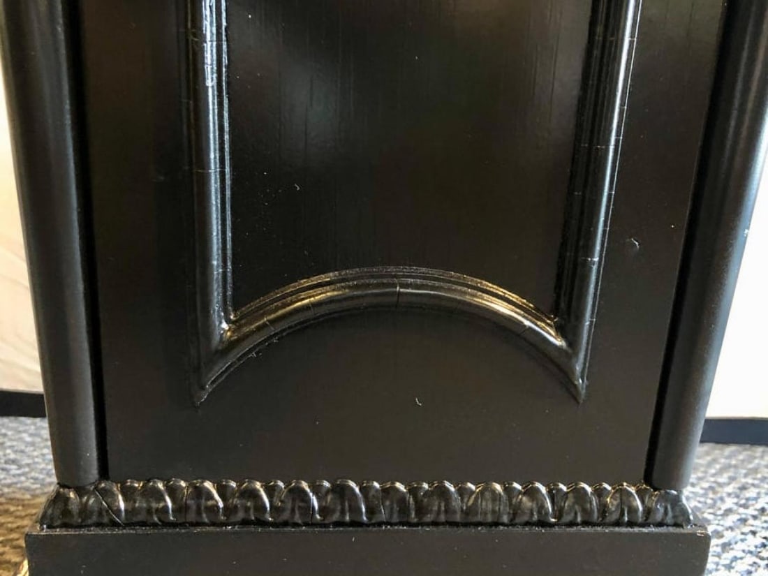 Hollywood Regency Neoclassical Style Pedestal Ebonized and Parcel Gilt Decorated - 4