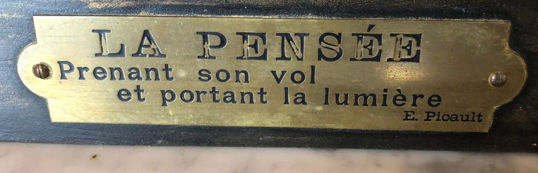 La Pensee by Emile Louis Picault Bears Foundry Mark 19th Century Bronze Statue - 12