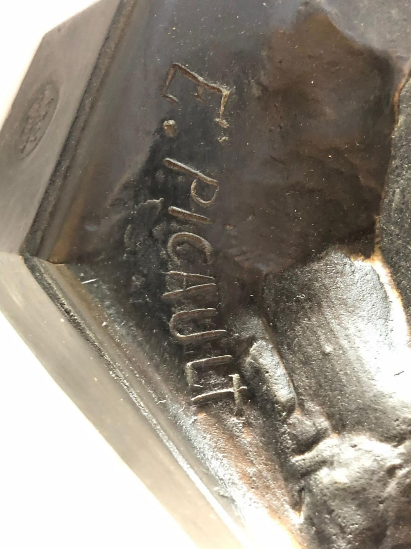 La Pensee by Emile Louis Picault Bears Foundry Mark 19th Century Bronze Statue - 13