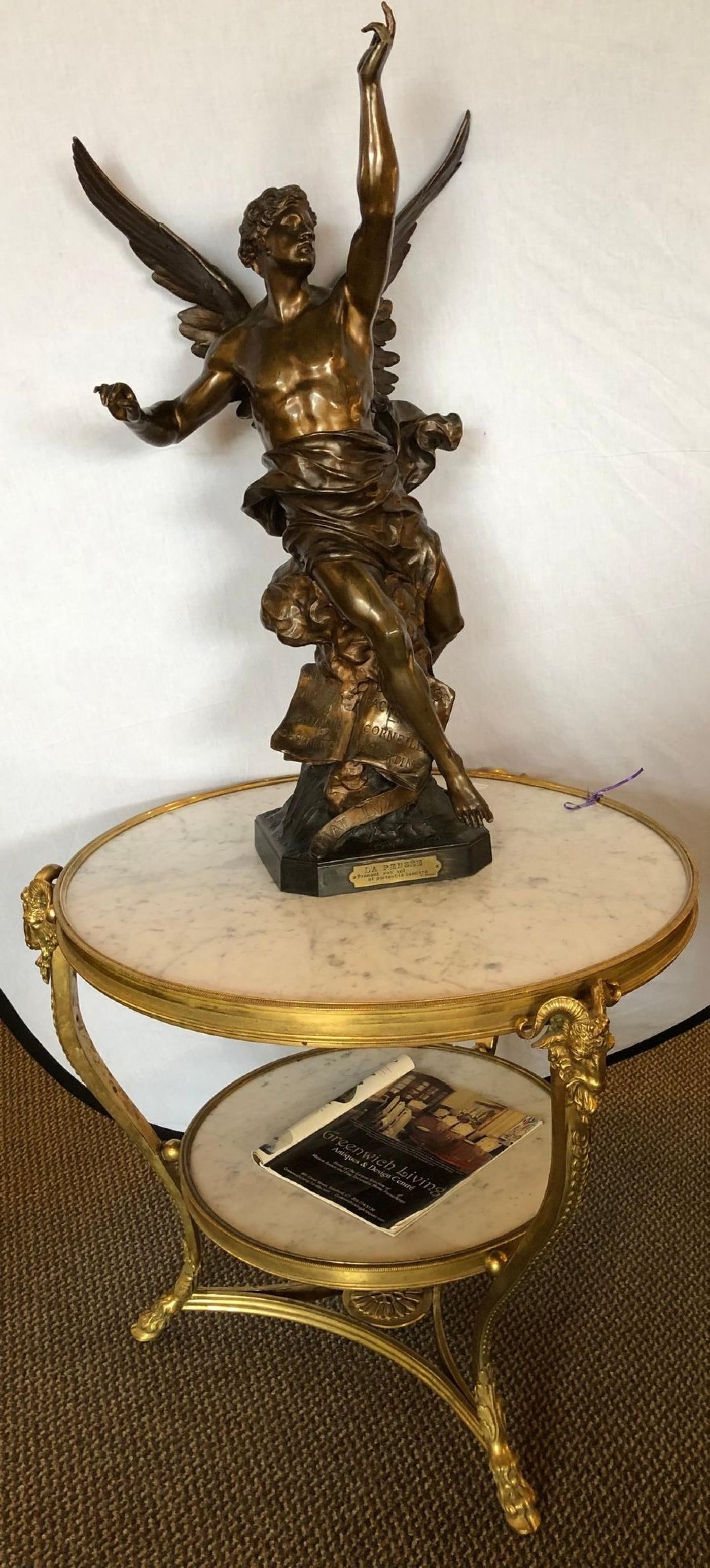 La Pensee by Emile Louis Picault Bears Foundry Mark 19th Century Bronze Statue - 4