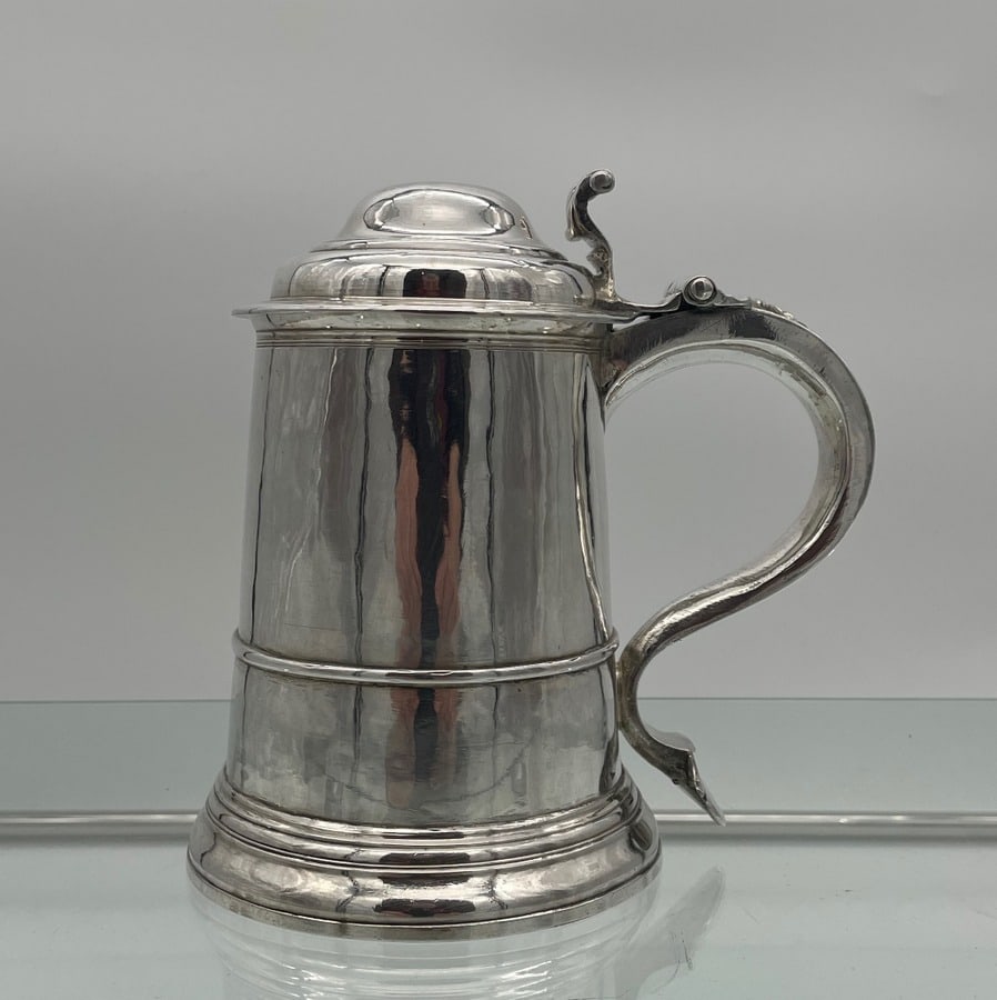 Early 18th Century Antique George II Sterling Silver Tankard & Cover London 1735 Thomas Mason - 4