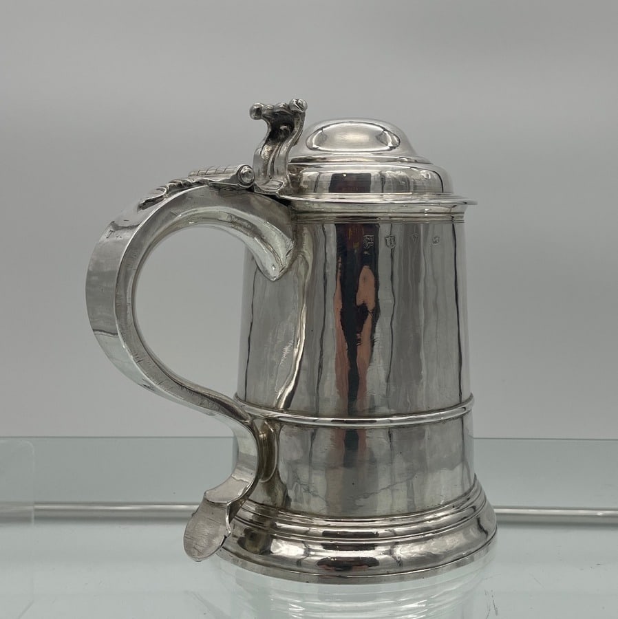Early 18th Century Antique George II Sterling Silver Tankard & Cover London 1735 Thomas Mason - 6
