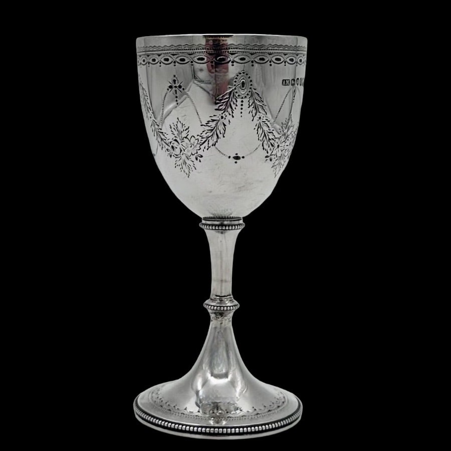 19th Century Antique Victorian Silver Wine Goblet London 1876 Alexander Macrae - 2