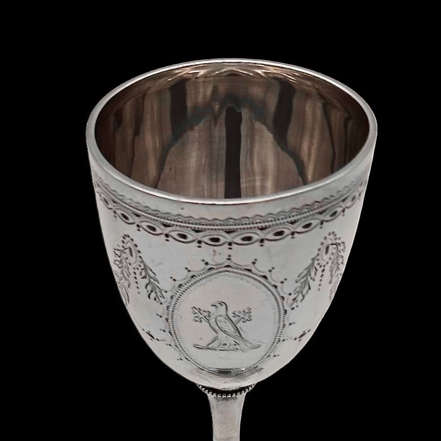 19th Century Antique Victorian Silver Wine Goblet London 1876 Alexander Macrae - 5
