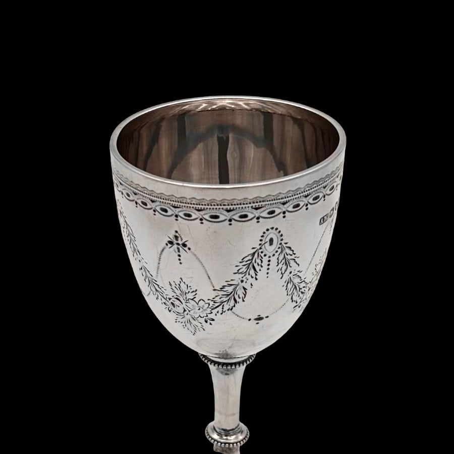 19th Century Antique Victorian Silver Wine Goblet London 1876 Alexander Macrae - 6
