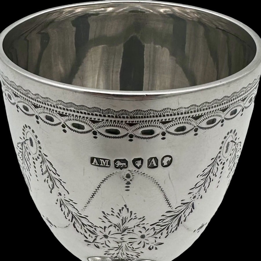 19th Century Antique Victorian Silver Wine Goblet London 1876 Alexander Macrae - 7
