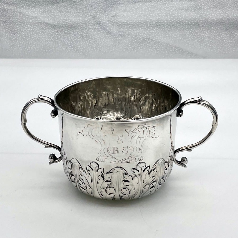17th Century Antique Charles II Silver Porringer London 1680 John Archbold - 3