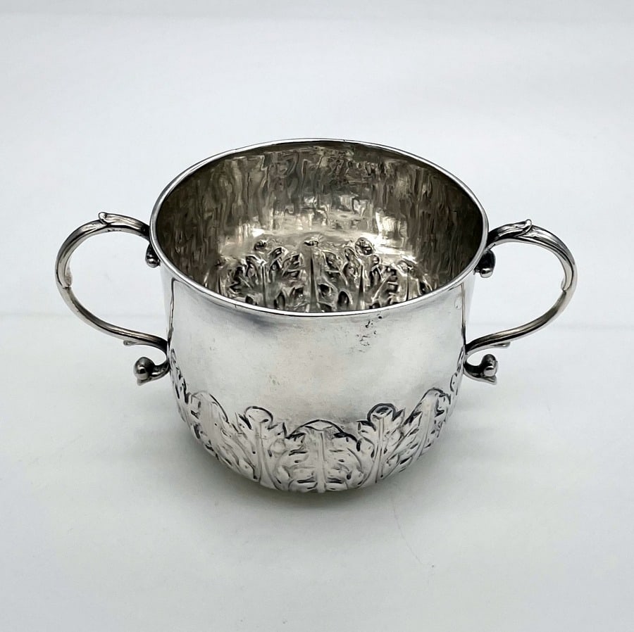 17th Century Antique Charles II Silver Porringer London 1680 John Archbold - 6