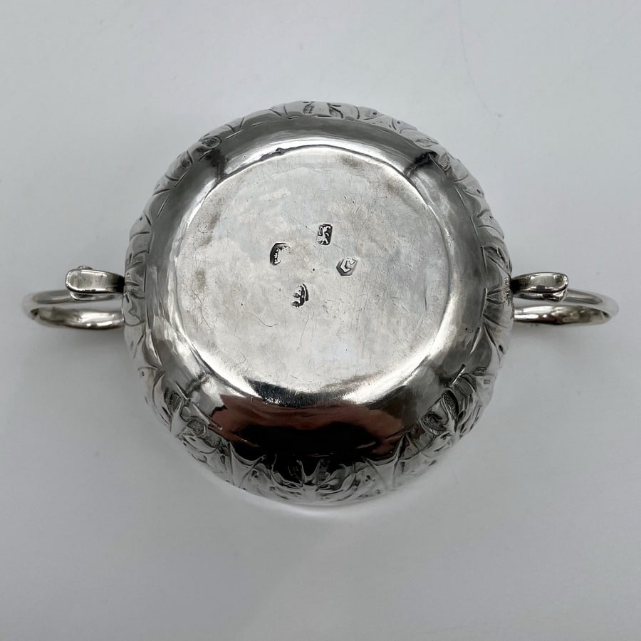 17th Century Antique Charles II Silver Porringer London 1680 John Archbold - 7
