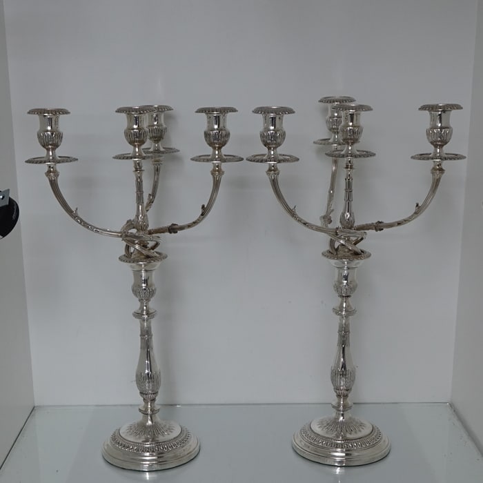 Early 19th Century Antique George IV Pair Old Sheffield Four Light Candelabra Circa 1828 Roberts (1 of 14)